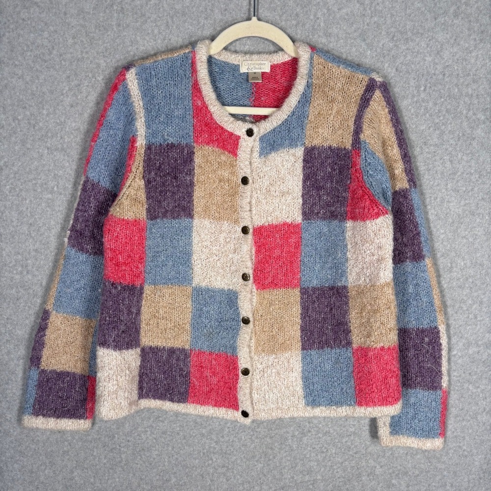 Y2K Christopher Banks Mohair Patchwork Cardigan Medium Cottage Granny Artsy